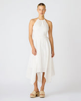 DALINA Birch White Eyelet Halter Women's Midi Dress | Steve Madden