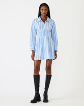 ARIANY Estate Blue Long-Sleeved Collared Neckline Women's Dress | Steve Madden
