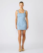 GIANKA Hazey Blue Denim Lace-Up Women's Mini Dress | Steve Madden