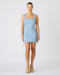 GIANKA Hazey Blue Denim Lace-Up Women's Mini Dress | Steve Madden