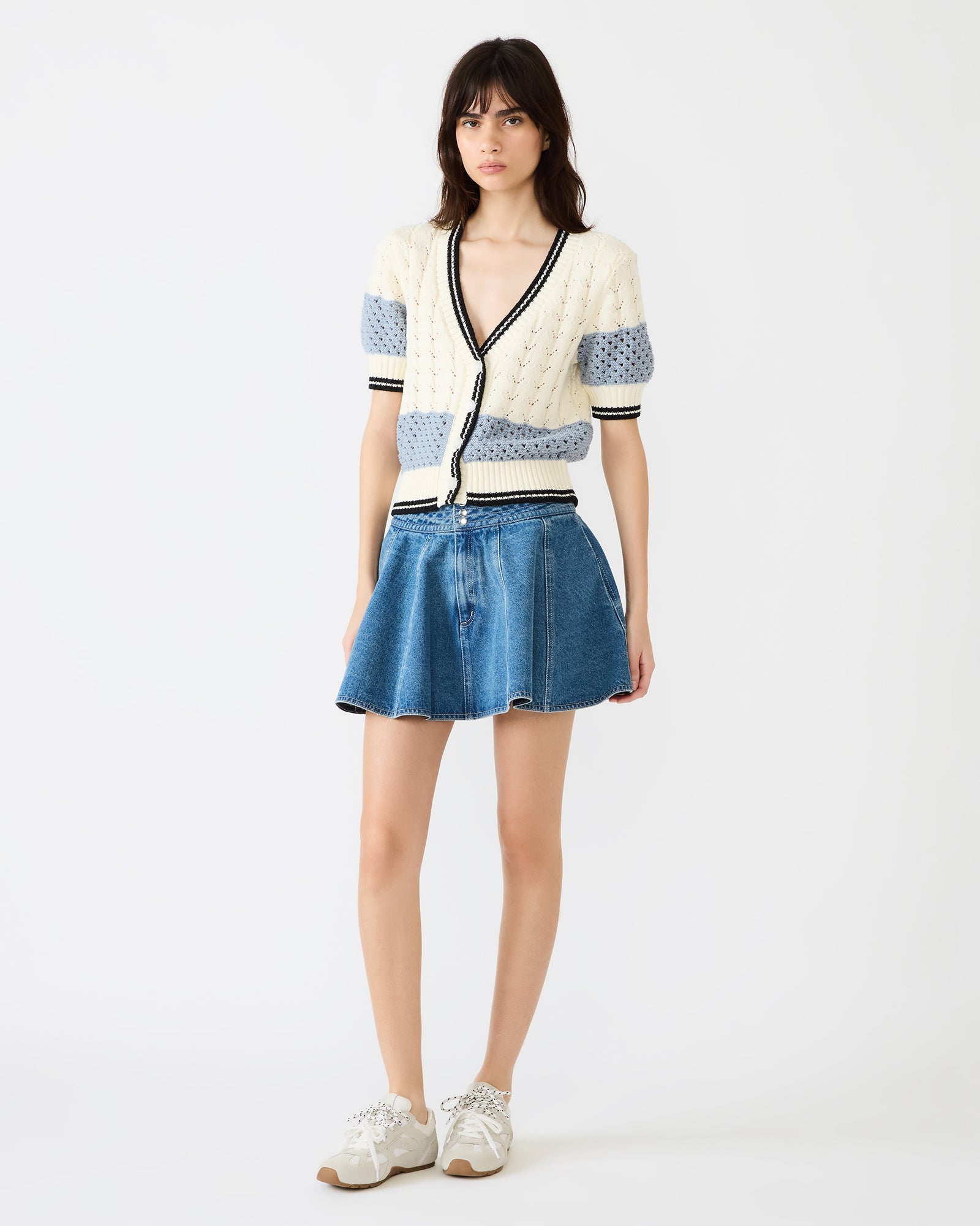 LILLIANY Aruba Blue Pleated Denim Mini Women's Skirt | Steve Madden