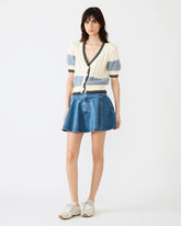 LILLIANY Aruba Blue Pleated Denim Mini Women's Skirt | Steve Madden
