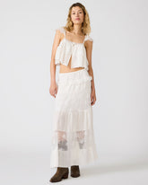 TARRYN Snow White Lace Ruffles Women's Maxi Skirt | Steve Madden