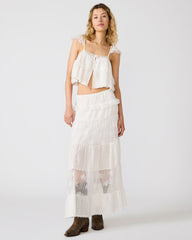 TARRYN Snow White Lace Ruffles Women's Maxi Skirt | Steve Madden