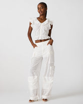 DUO White Eyelet Women's Utility Cargo Pants | Steve Madden