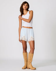 DAISEE Blue Ice Elastic Lace-Detail Women's Shorts | Steve Madden