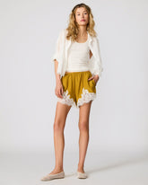 DAISEE Thyme Green Elastic Lace-Detail Women's Shorts | Steve Madden