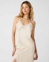 LAKELY Ivory Lace Detail Asymmetrical Women's Top | Steve Madden