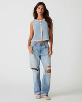 ANNYA Blue Ice Sweater Vest Button-Up Women's Top | Steve Madden