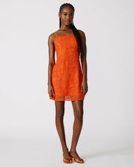 MAUREENE Salsa Red Mesh Pearls Stitching Women's Mini Dress | Steve Madden