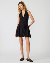 DIANNA Black Zipper Bubble Halter Women's Mini Dress | Steve Madden