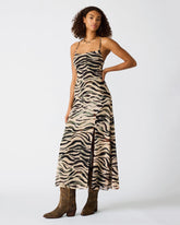 ADELLA Caramel Zebra Sleeveless Flowy Women's Maxi Dress | Steve Madden