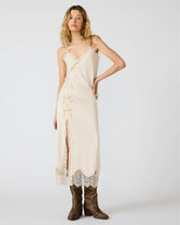 LISSANDRA Ivory Lace Slit Women's Midi Skirt | Steve Madden