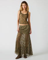 MIRABEL Mountain Green Lace Women's Maxi Skirt | Steve Madden