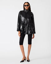 BANKS Black Faux Leather High-Neck Cinched Women's Jacket | Steve Madden