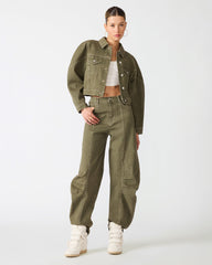 Covey Mountain Green Cropped Barrel-Sleeve Women's Jacket | Steve Madden