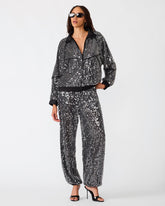 JACEY Black Sequin Long Sleeve Zip-Up Women's Jacket | Steve Madden