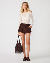 EVANDA Dark Chocolate Belt Women's Mini Shorts | Steve Madden