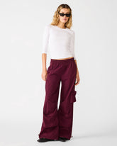 JACEY Deep Fig Mid-Rise Parachute Women's Pant | Steve Madden