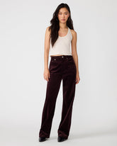 SYDNEE Deep Fig Velvet Wide-Leg Women's Pants | Steve Madden