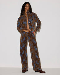 THE SYDNEE Teal Paisley High-Rise Barrel Denim Women's Jeans | Steve Madden