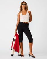 TERI Black Knit Elastic Women's Capri Pants | Steve Madden