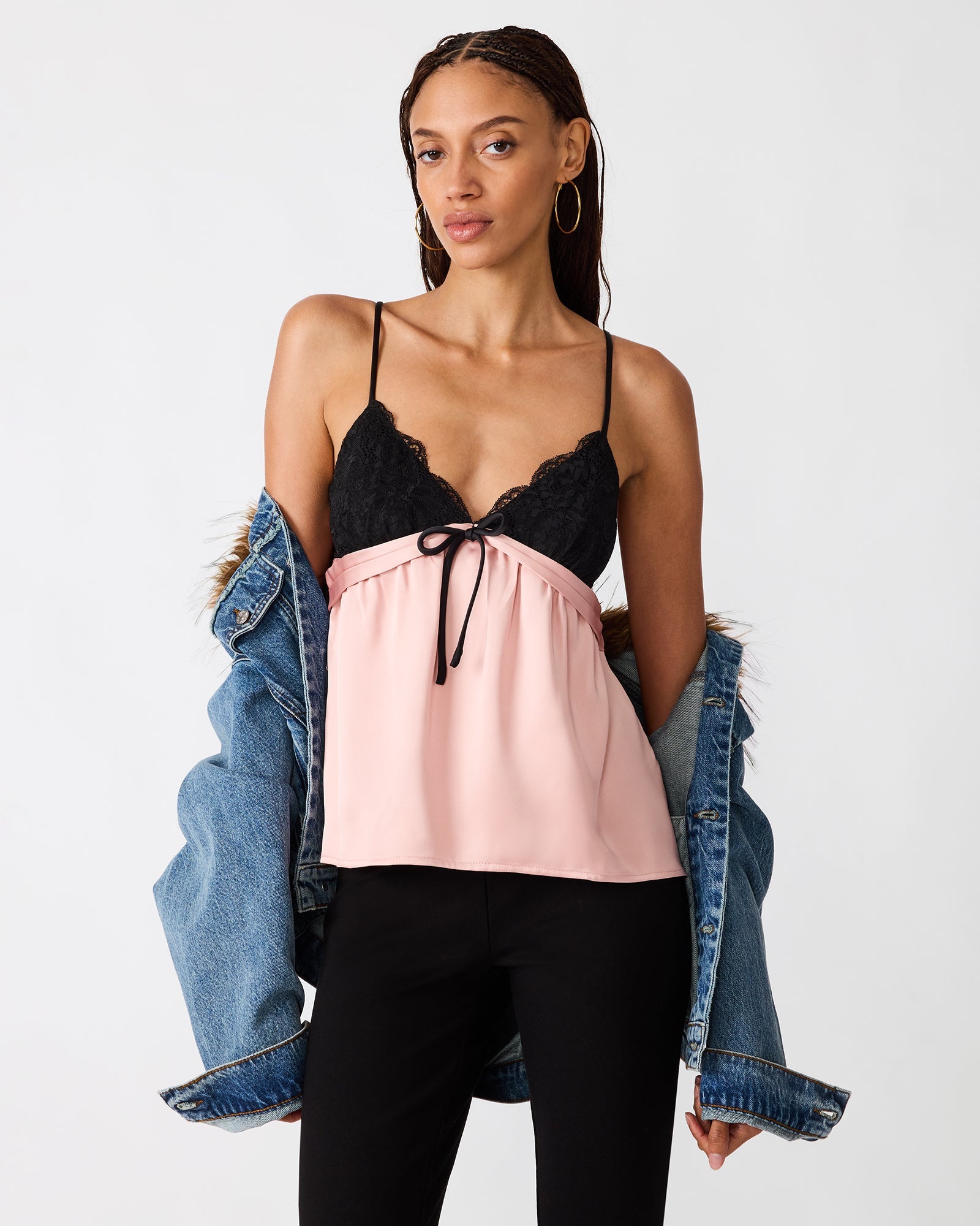 FRANCINE Pink Sleeveless Flowy Bow Women's Tank Top | Steve Madden