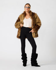 NORIE Honey Faux Fur Collared Coat Women's Jacket | Steve Madden
