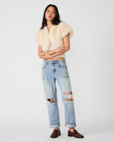 JALEN Cream Faux Fur Short-Sleeve Women's Bolero Jacket | Steve Madden