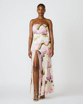 KERRIE Multi Strapless Flowy Side Slit Women's Maxi Dress | Steve Madden
