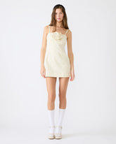 PEONY Pristine Ivory Mini Denim Polka Dot Women's Dress | Steve Madden
