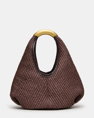 ALANI Chocolate Raffia Metal Top Handle Handbag | Steve Madden