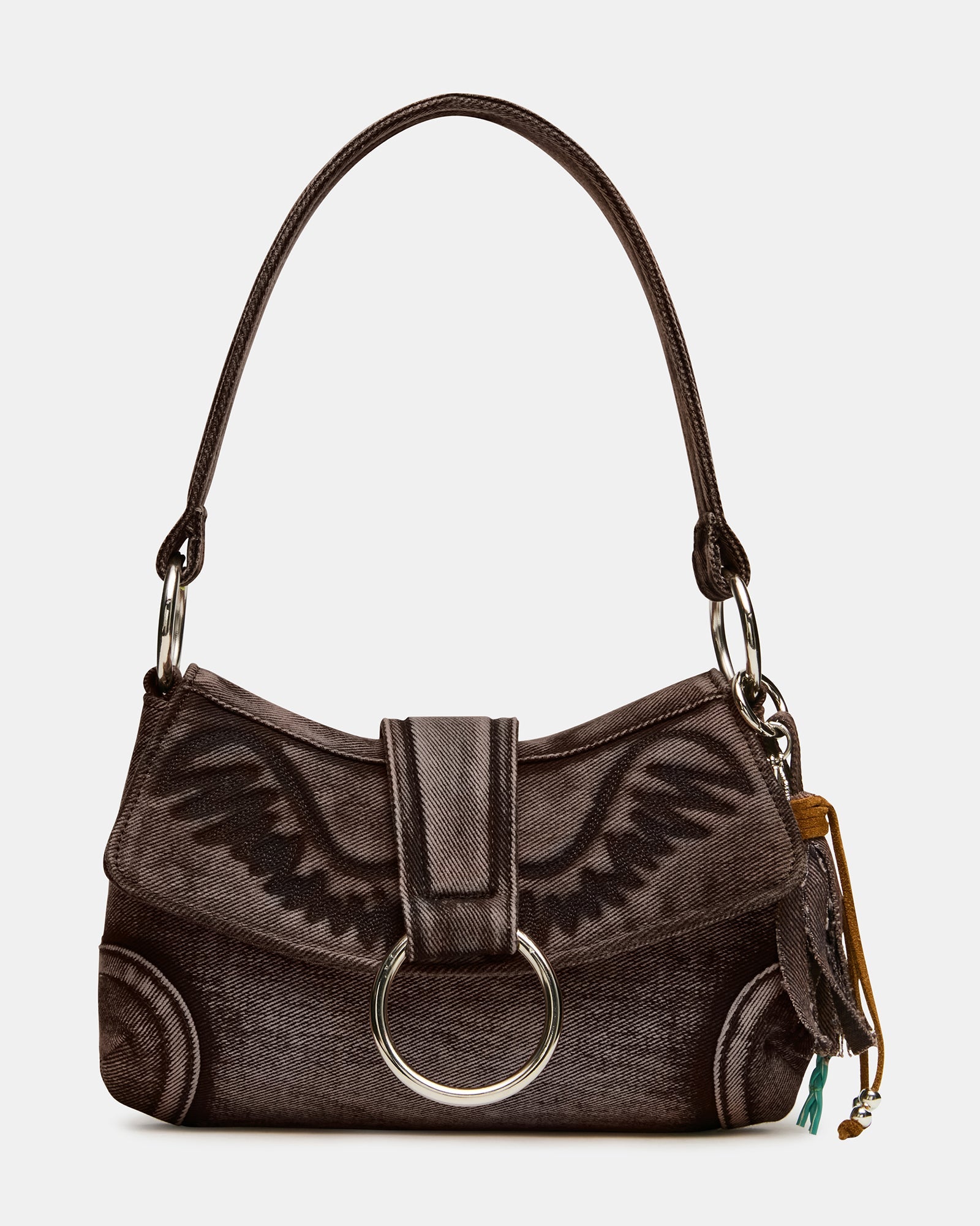 ALBANY Bag Tan Denim Western-Inspired Denim Shoulder Handbag | Steve Madden