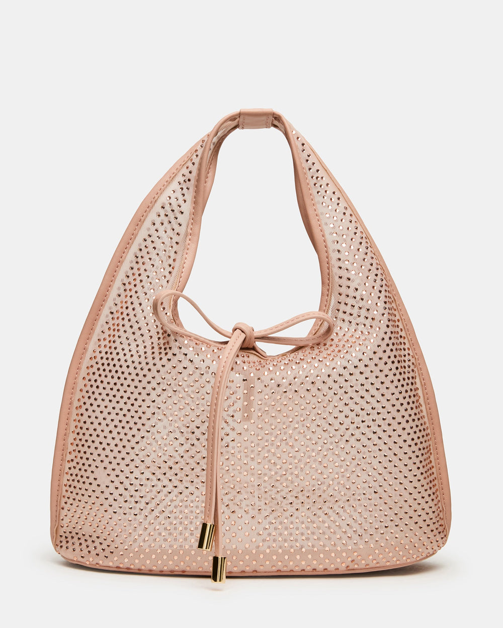 ANDRE Blush Rhinestone Mesh Bow Sheer Top Handle Handbag | Steve Madden