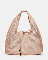 ANDRE Blush Rhinestone Mesh Bow Sheer Top Handle Handbag | Steve Madden
