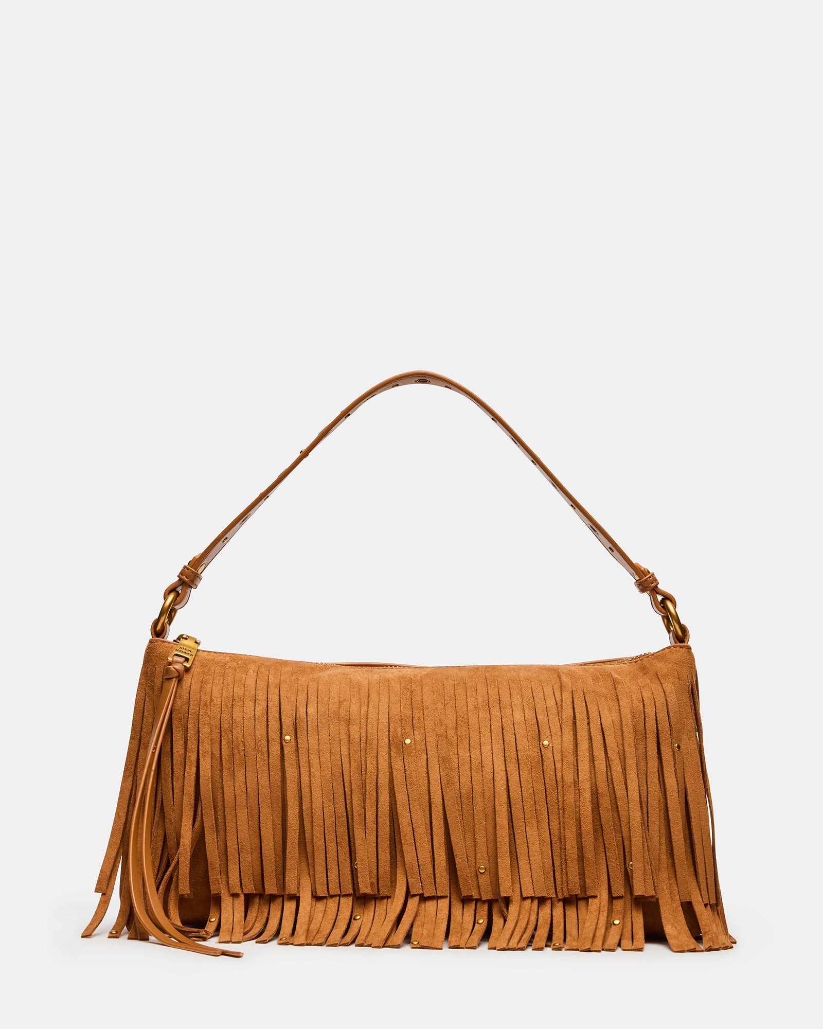 BOHEME Bag Tobacco Shoulder Strap Studded Fringe Handbag | Steve Madden
