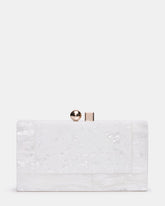 CAMILAA Bag White Geometric Pearlescent Minaudiere Crossbody Clutch Handbag | Steve Madden