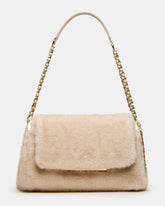 COLETTE Faux Fur Natural Quilted Chain Shoulder Handbag | Steve Madden