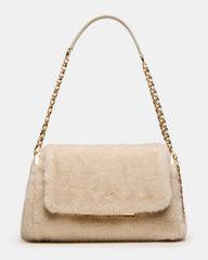 COLETTE Faux Fur Natural Quilted Chain Shoulder Handbag | Steve Madden