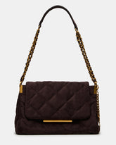 COLETTE Chocolate Quilted Chain Shoulder Handbag | Steve Madden