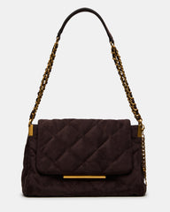 COLETTE Chocolate Quilted Chain Shoulder Handbag | Steve Madden