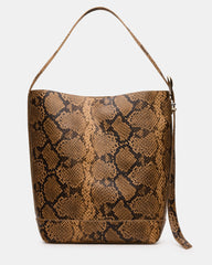 DENISE Bag Brown Print Slouchy Hobo Shoulder Strap Bucket Tote Handbag | Steve Madden