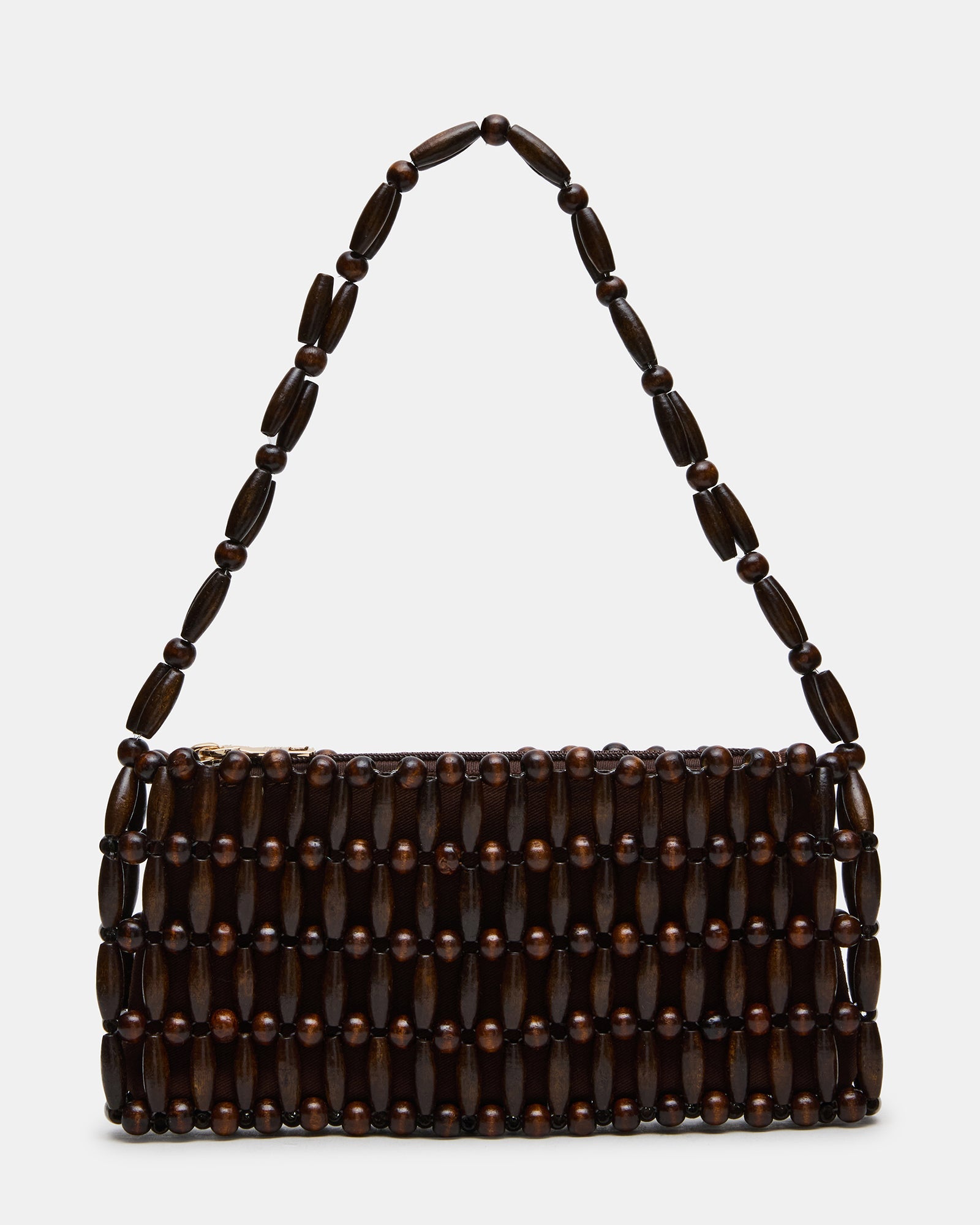 BEXA Chocolate Beaded Marble Shoulder Handbag | Steve Madden