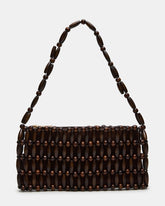 BEXA Chocolate Beaded Marble Shoulder Handbag | Steve Madden