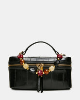 HERRA Black Eel Beaded Top Handle Vanity Case Crossbody Handbag | Steve Madden