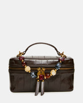 HERRA Brown Eel Beaded Top Handle Vanity Case Crossbody Handbag | Steve Madden