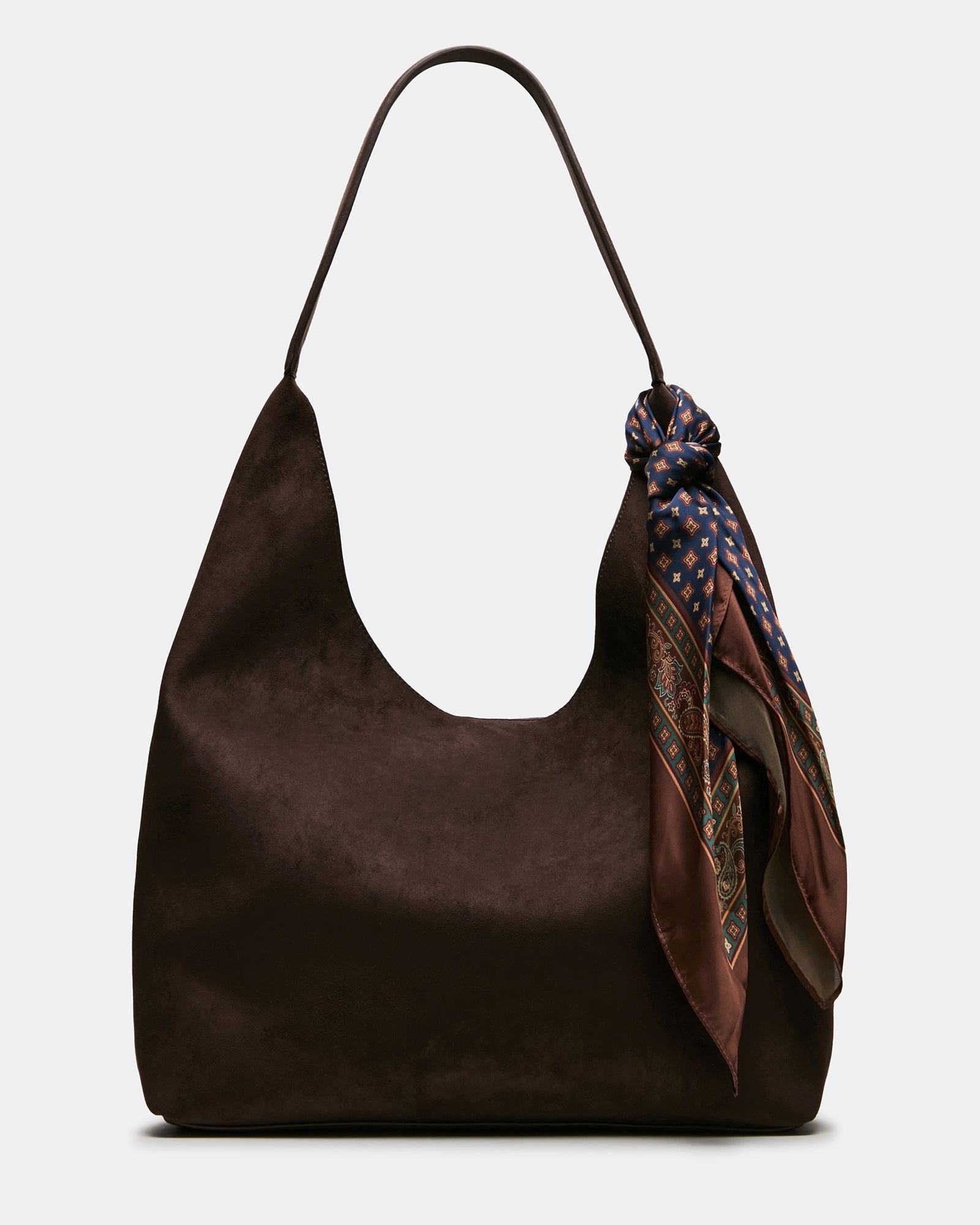 LENORES Brown Bag Scarf Faux Suede Tote Handbag | Steve Madden