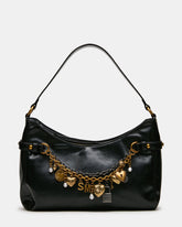 LIANNA Black Slouchy Bag Charms Shoulder Handbag | Steve Madden