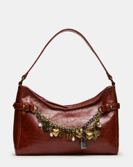 LIANNA Rust Slouchy Bag Charms Shoulder Handbag | Steve Madden