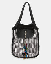 MAKIA Black Women's Crystal Rhinestone Shoulder Strap Net Tote Handbag | Steve Madden